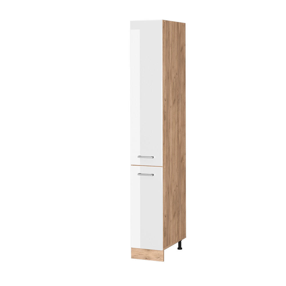 APOTHEKERSCHRANK R-Line Weiß Hochglanz 30 cm - Honigeiche/Weiß Hochglanz, Holzwerkstoff (30/206.8/57.2cm) - Vicco