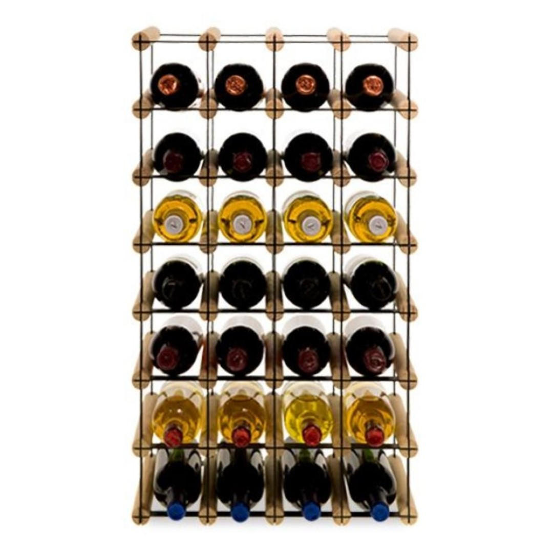 WEINREGAL Vinotega Mod Metal 72,5x42,5x24,5 cm 4x7 Flaschen Massives Kiefernholz Natur - Naturfarben, Holz (42.5/72.5/24.5cm) - PROREGAL