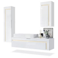 BADMÖBELSET Aloha Absetzungen in Creme Hochglanz - Creme, Holzwerkstoff (210/185/51cm) - Vladon