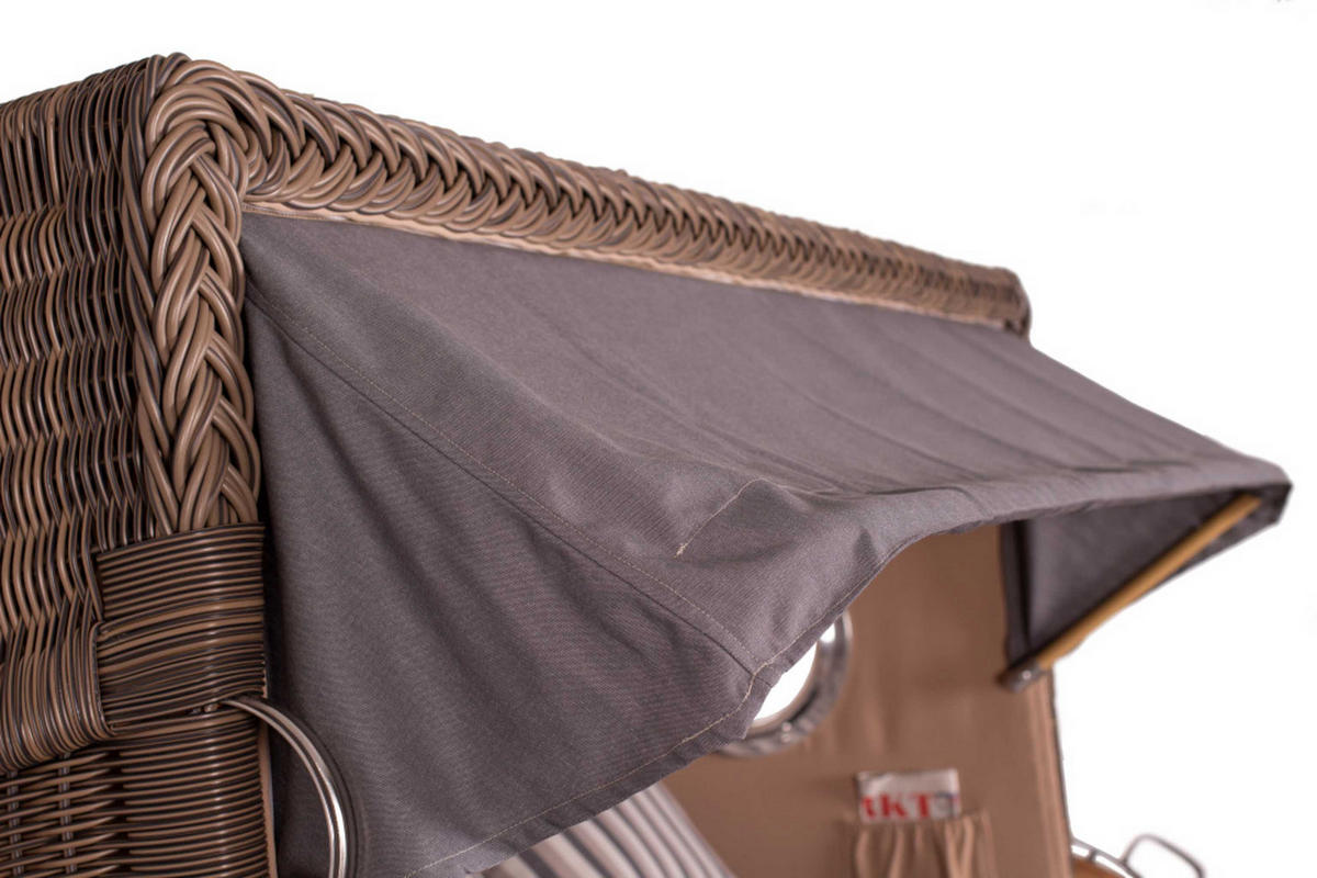 STRANDKORB XXL Düne Grande Teak PE Grey - Braun/Grau, Metall (170/170/95cm) - Mr. Deko