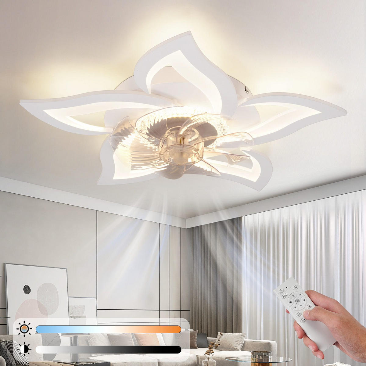 DECKENVENTILATOR RAHIMI 62/62/15 cm - Weiß, Kunststoff (62/62/15cm) - Nettlife