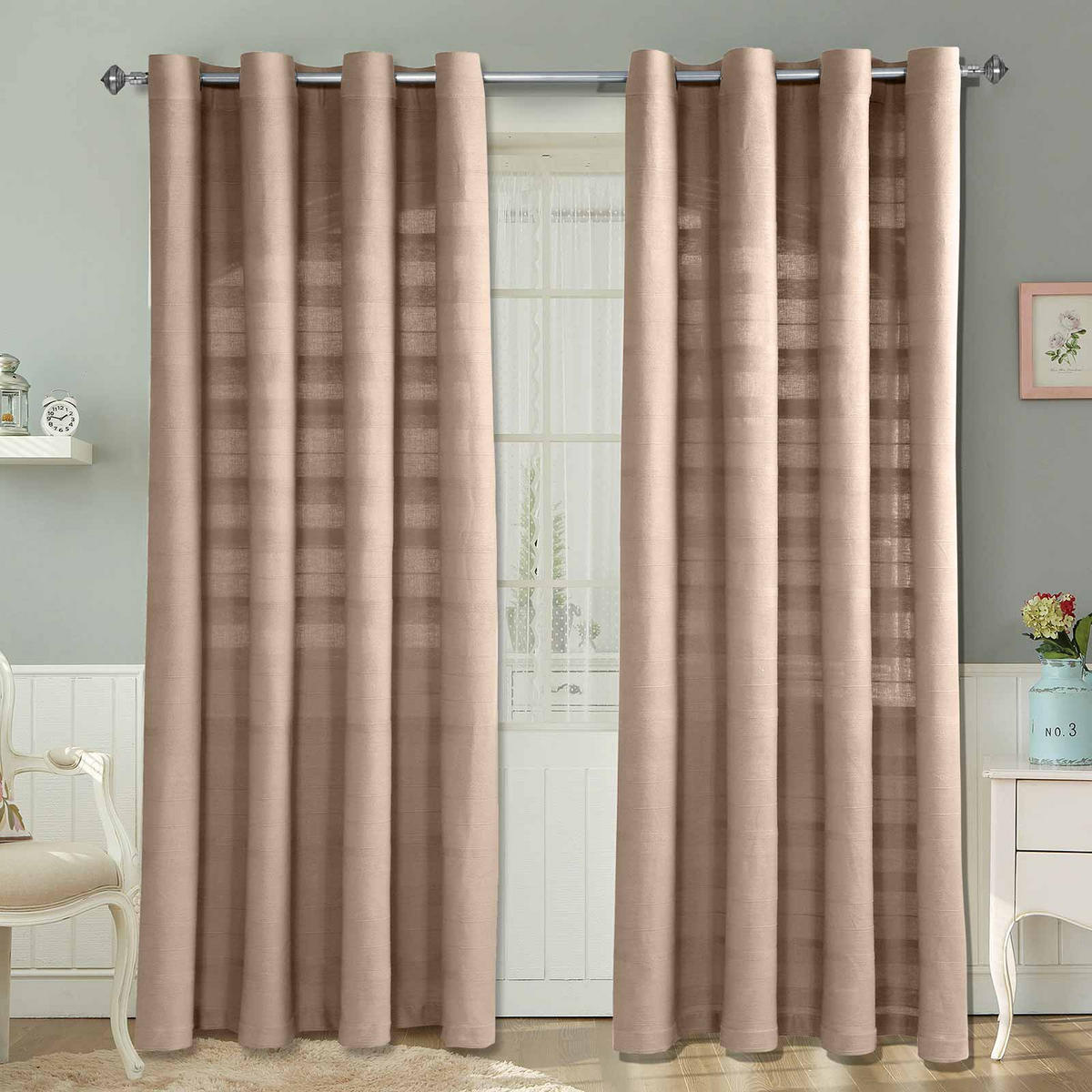 ÖSENVORHANG Rajput blickdicht 2er-Set, 167/182 cm - Beige, Textil (167/182cm) - Homescapes