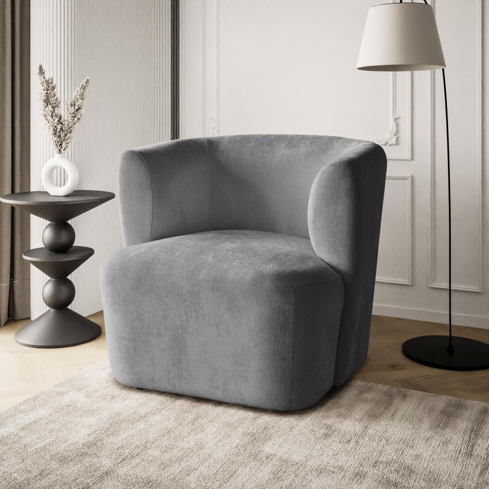 SESSEL Nori grau velour - Schwarz/Grau, Kunststoff/Textil (75/68/72cm) - Beautysofa
