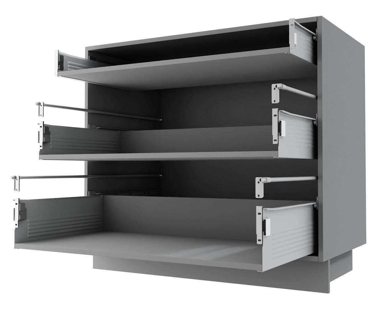SCHUBLADENUNTERSCHRANK Kvantum D3M/90 90 / 50 / 82cm - Grau, Holz/Holzwerkstoff (90/82/50cm) - Feldmann-Wohnen