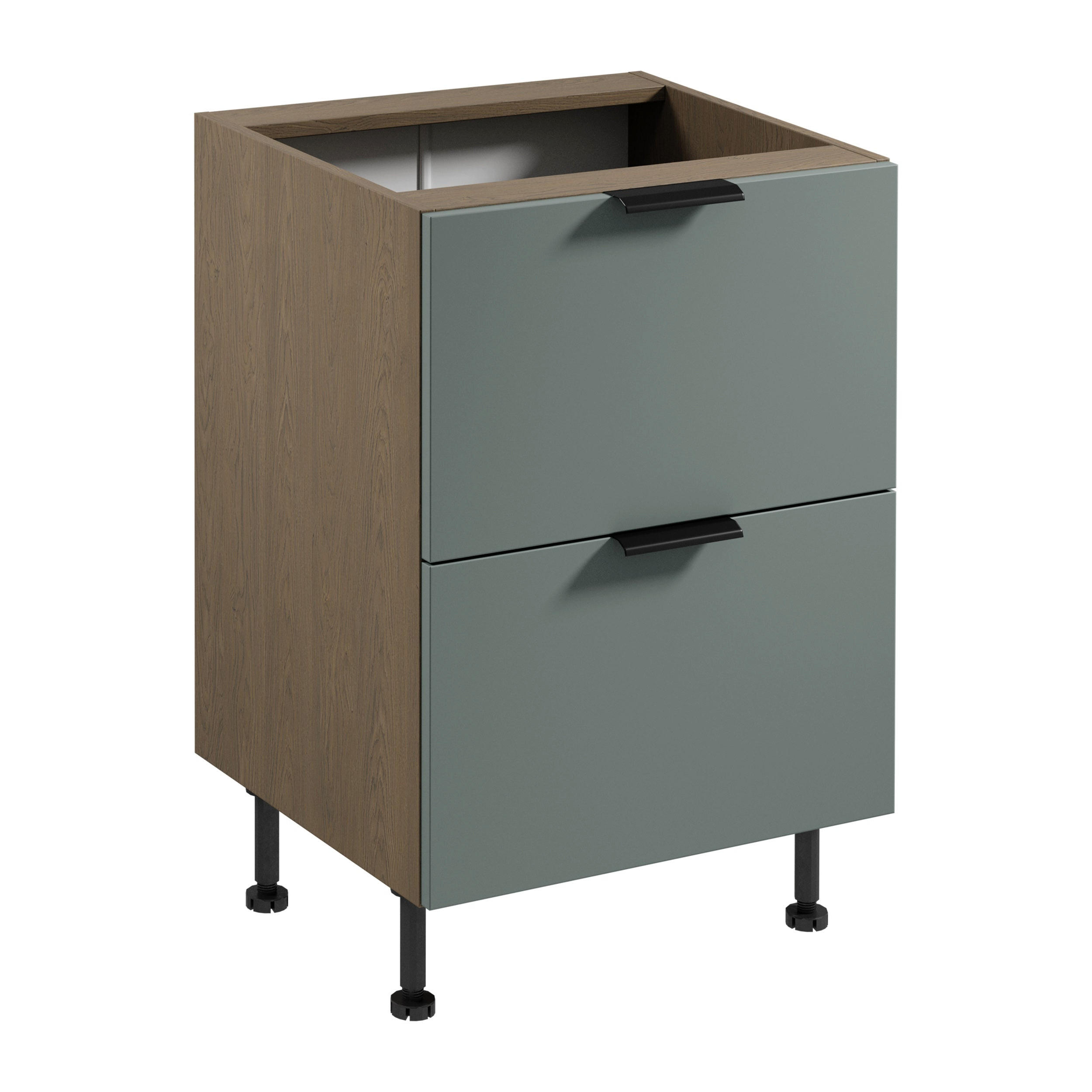 UNTERSCHRANK D60S2 AX – Sorento Grün – Grün / Eiche - Eichefarben/Grün, Holzwerkstoff (60/87/52cm) - ROYAL24_MARKT