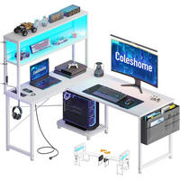 GAMING Tisch L-Form mit LED und Steckdosen Weiß 110 x 80 cm - Weiß, Holzwerkstoff (80/110/75.6cm)