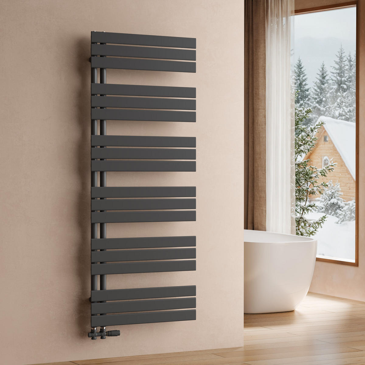HEIZKÖRPER 159,9/60 cm Anthrazit Warmwasser aus Stahl 1005 W mit Mittelanschluss G1/2" - Anthrazit, Metall (60/159.9/5.9cm) - S'AFIELINA