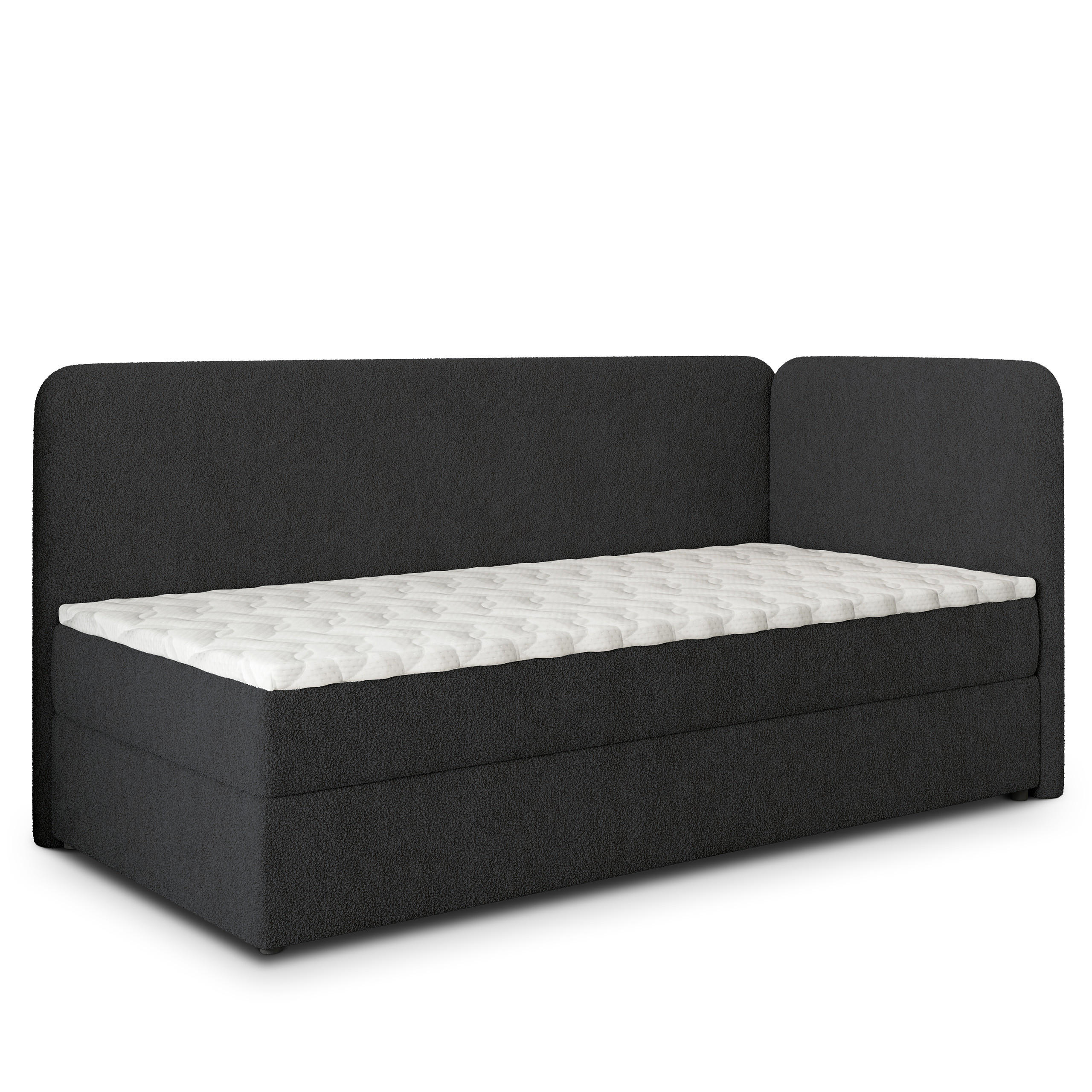 BOXBETT GINA 80x200 cm mit Matratze und Topper, H2+H3 - Schwarz - Schwarz, Holz (80/200cm) - MASSENO