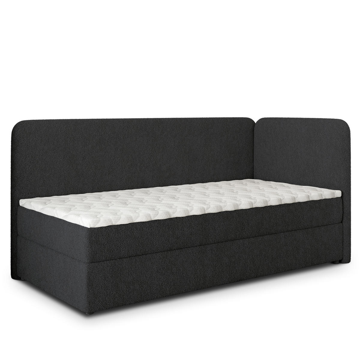 BOXBETT GINA 80x200 cm mit Matratze und Topper, H2+H3 - Schwarz - Schwarz, Holz (80/200cm) - MASSENO