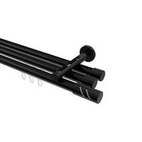 INNENLAUF-GARDINENSTANGEN-SET Siteno Zoena 200 cm, 3-läufig, 20 mm Ø Schwarz - Schwarz, Metall (200cm) - INTERDECO
