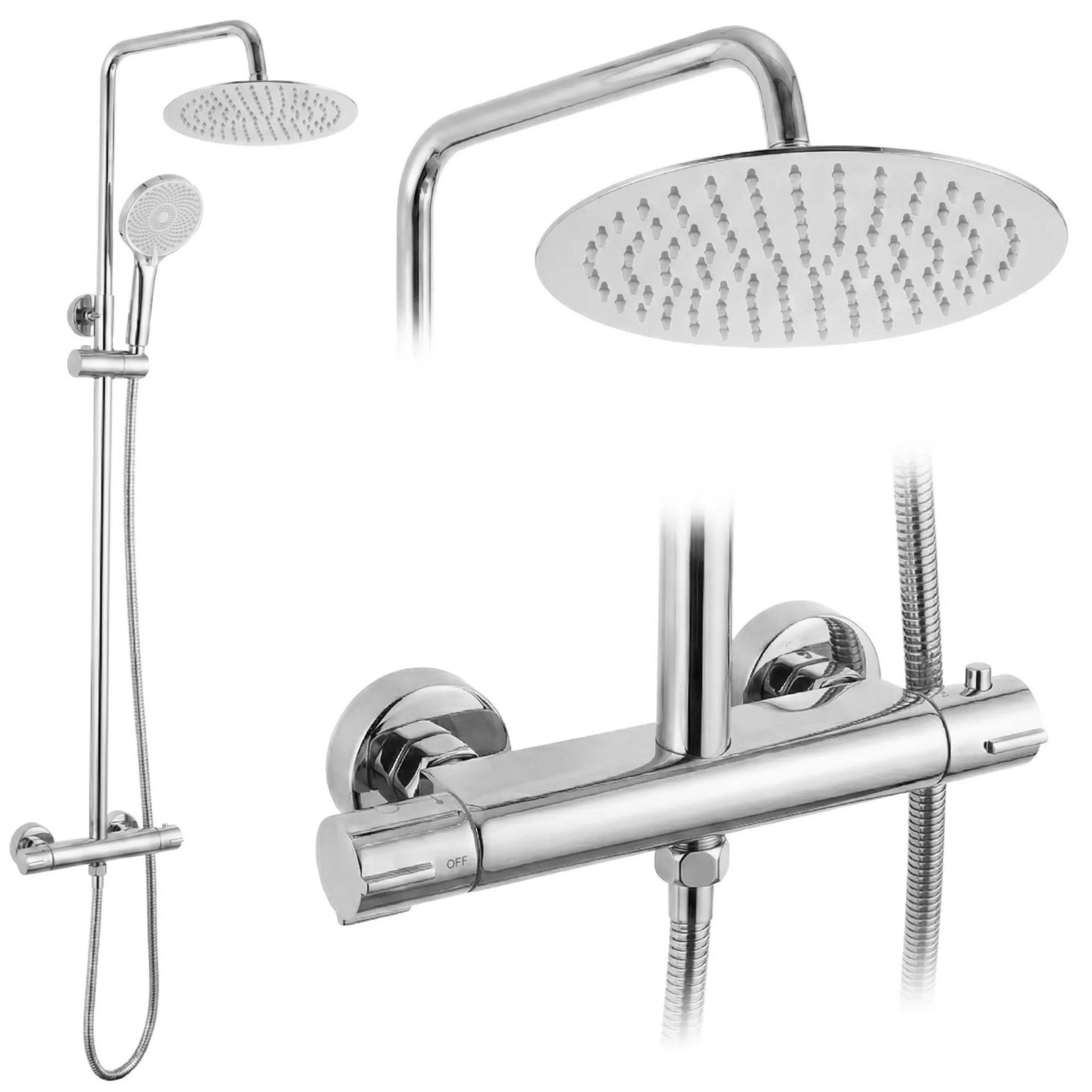 DUSCHSET Ohne Auslauf Mit Thermostat Rea Lungo Chrome - Chromfarben, Metall (15/120.5/15cm) - REA
