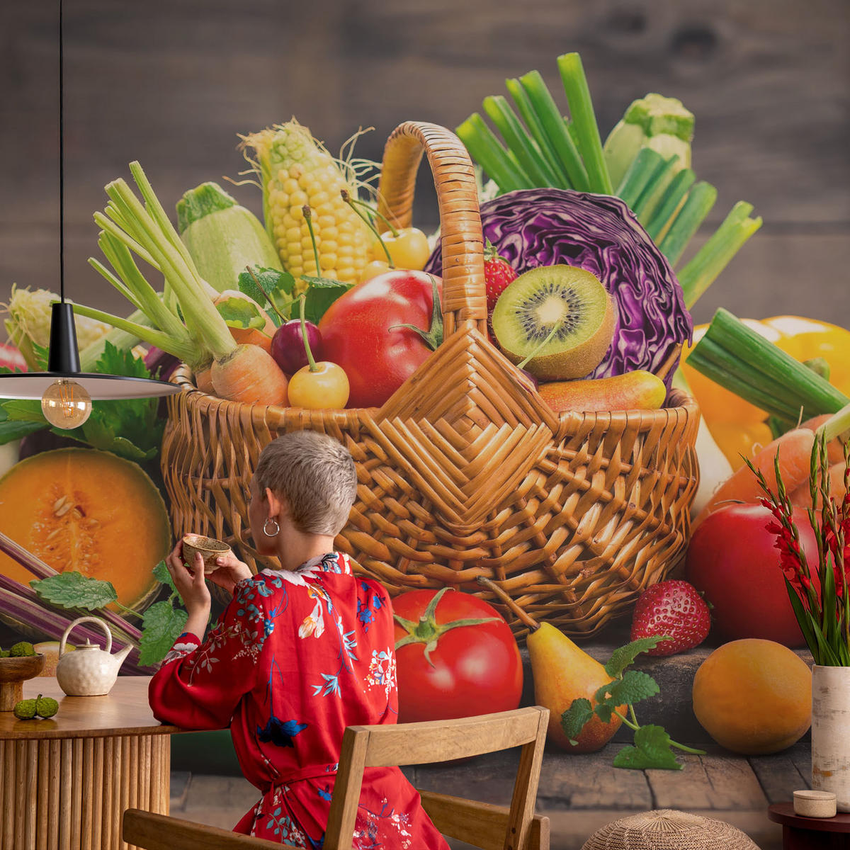 FOTOTAPETE 104x70 cm - Fruchtige Fülle - Schwarz, Textil (104/70cm) - Wallfluent