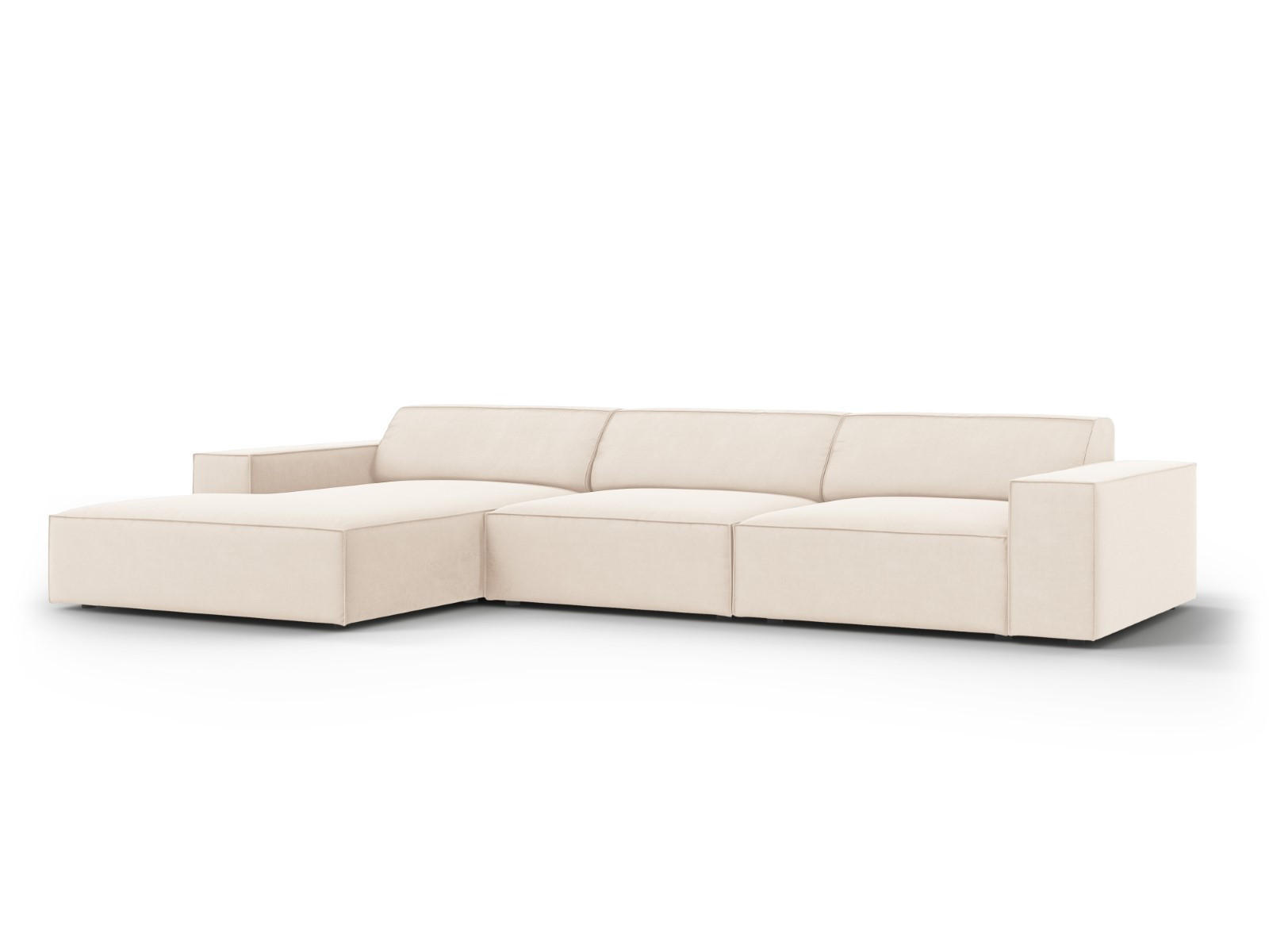 ECKSOFA links Jodie aus Samt leichtes beige 4 Sitzplätze - Beige, Textil (166/284cm) - Micadoni