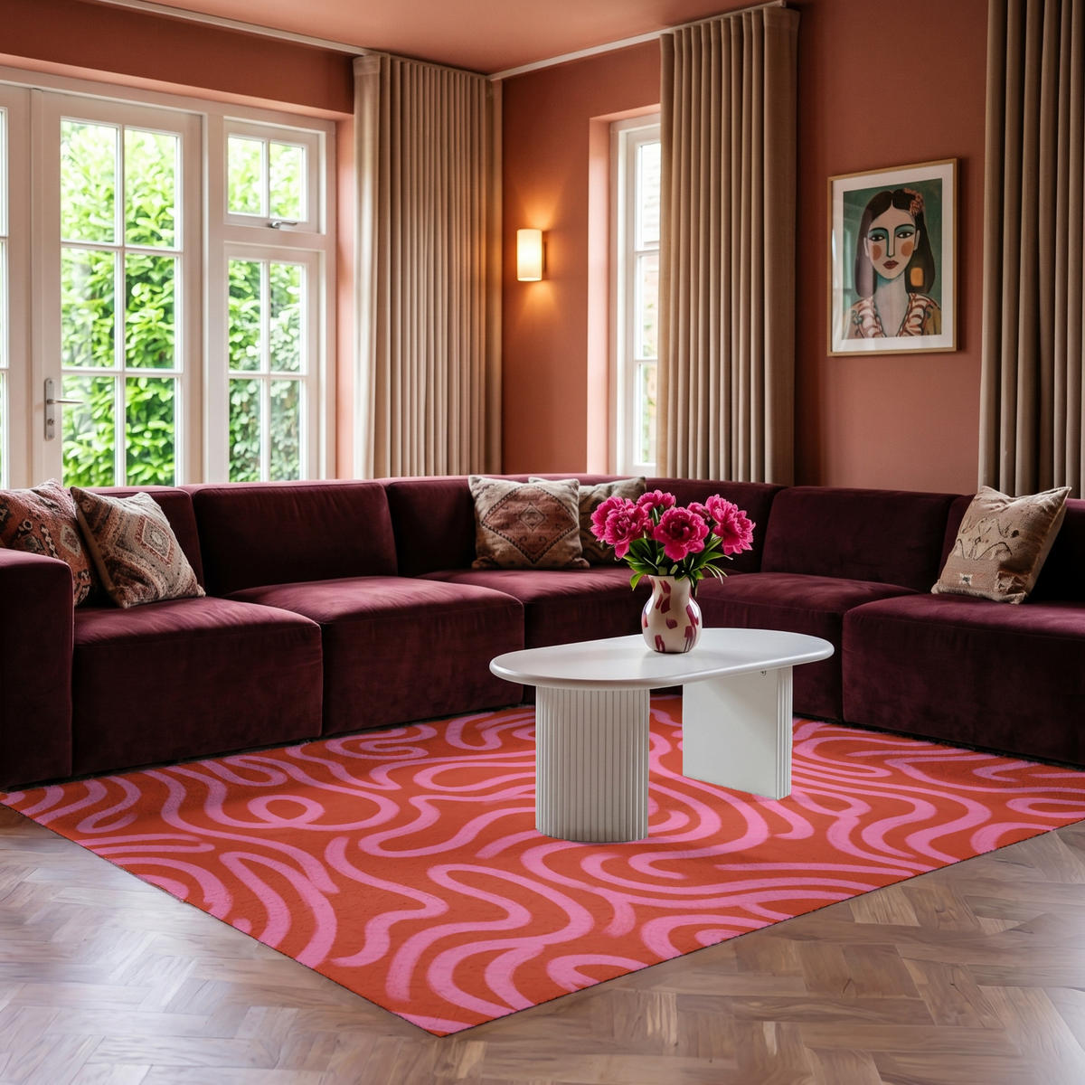 KOBERCE - Ružová - 230x150 cm - červená, textil/plast (230/0.4cm) - OnlyWow