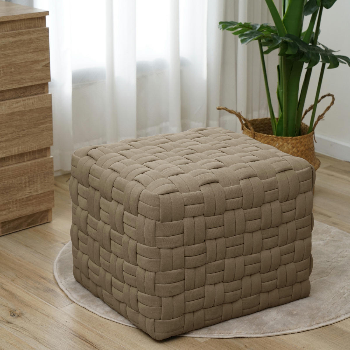HOCKER POPPY Stoff Braun - Braun, Textil (50/42/55cm) - SVITA