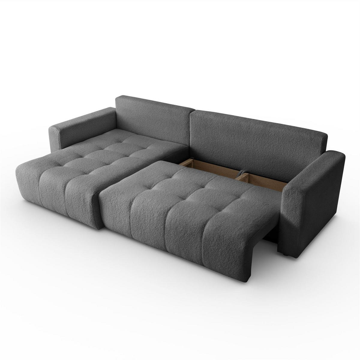 ECKSOFA ASTON mit Schlaffunktion und Bettkasten - Graphitfarben, Textil (261/143cm) - Lookway