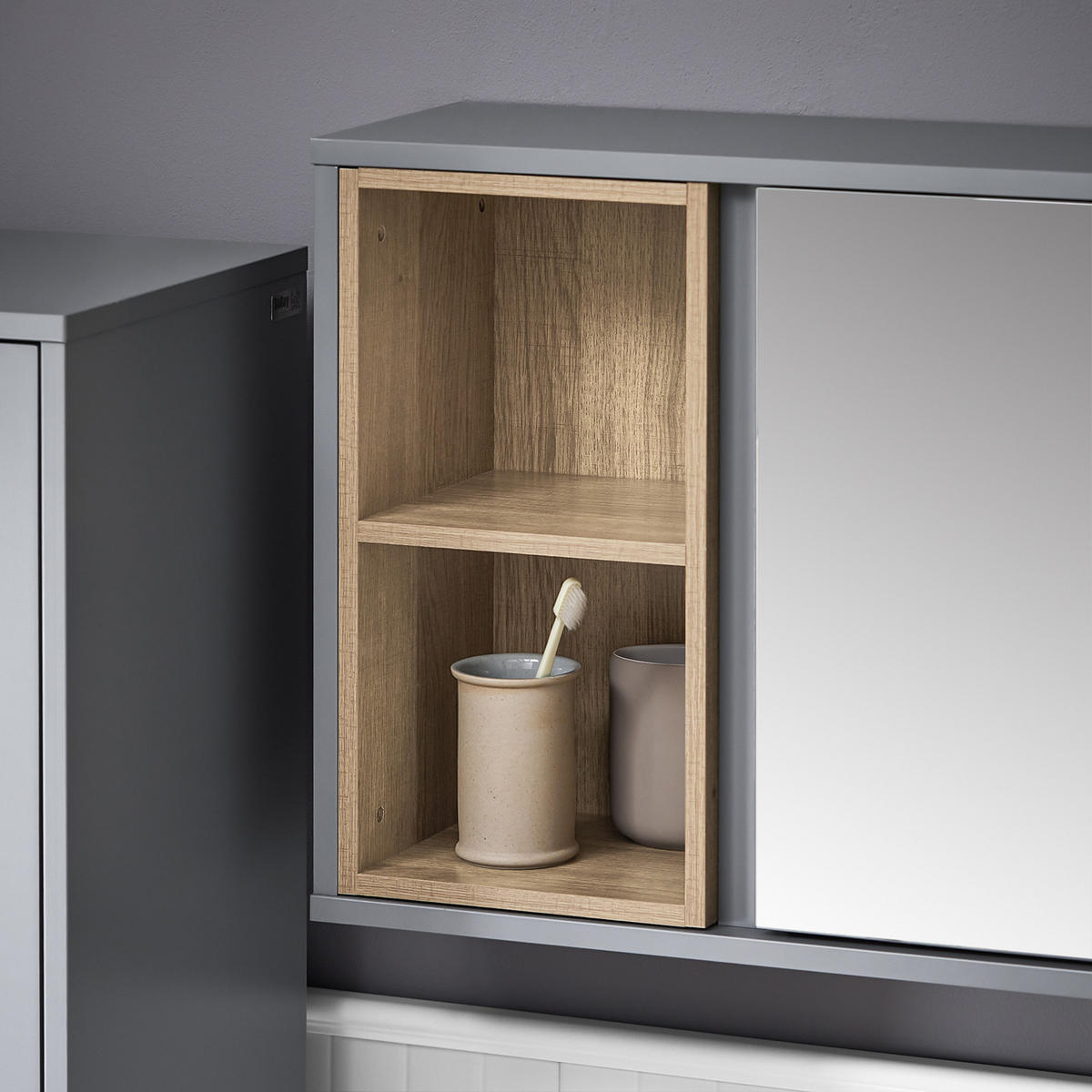 SPIEGELSCHRANK Dunkelgrau - Grau, Holzwerkstoff (60/45/20cm) - SoBuy