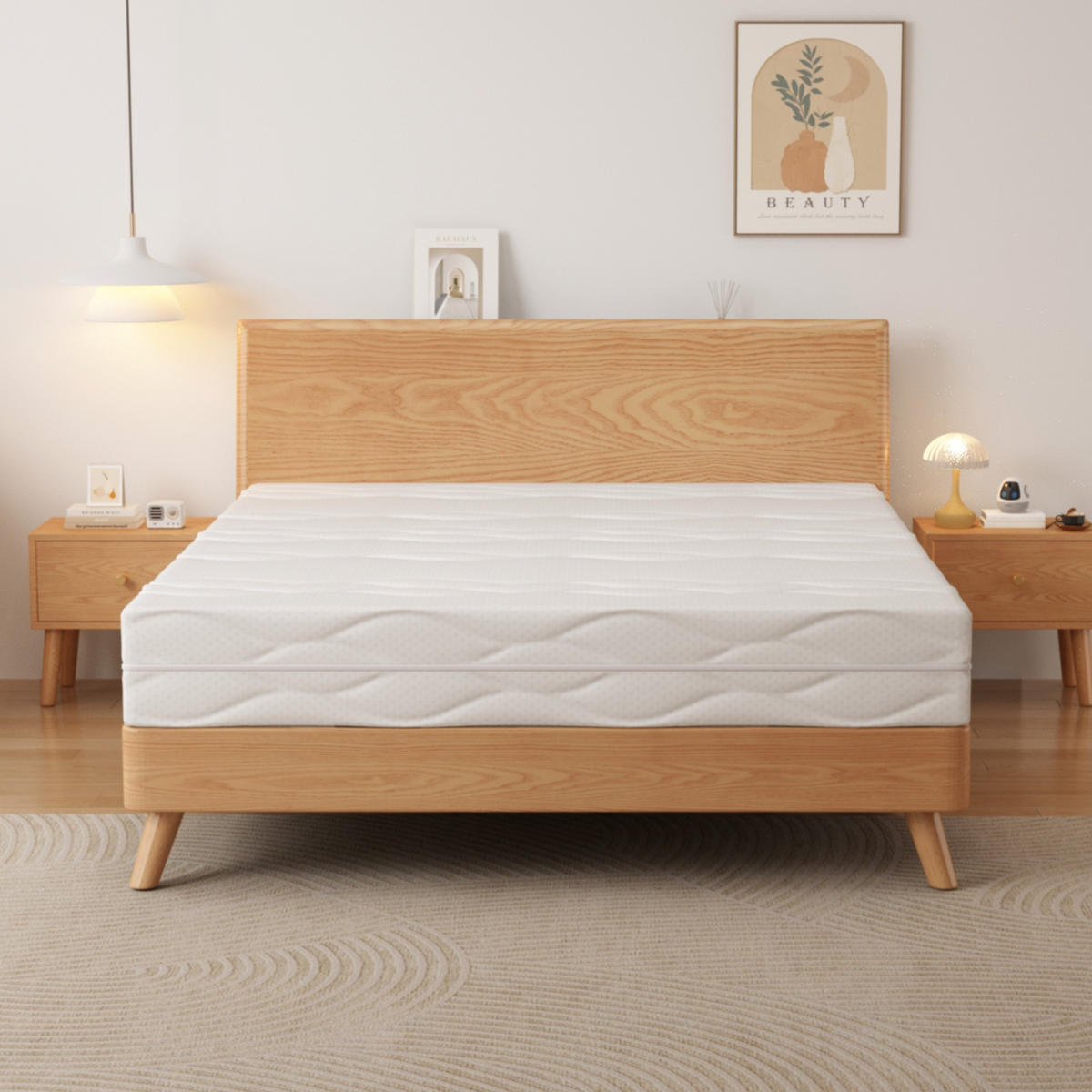 TASCHENFEDERKERNMATRATZE 90/200 cm H3/H4, 20 cm hoch, 7 Zonen, wendbar - Grau, Textil (90/200cm)