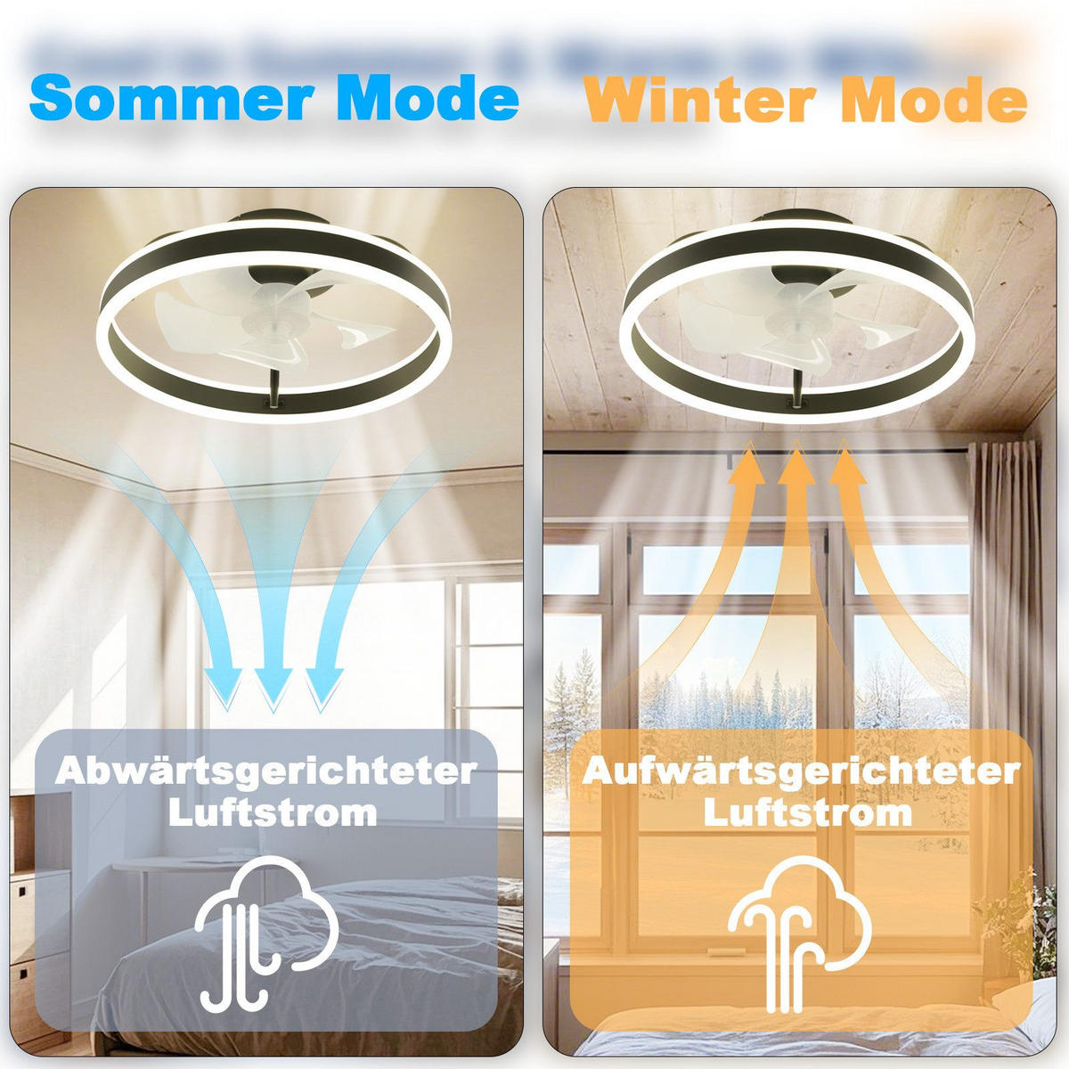 DECKENVENTILATOR Essenz II 40/40/16cm - Schwarz, Kunststoff (40/40/16cm) - Nettlife