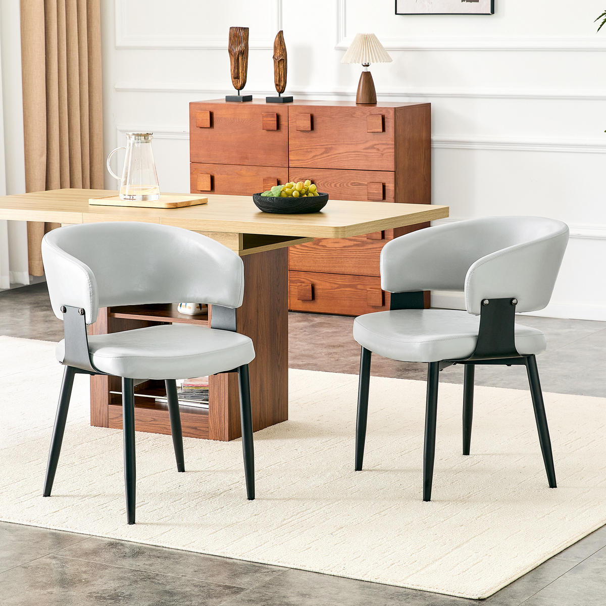 ARMLEHNSTUHL-SET DE-36713 2 Stück im Mid-Century-Modern-Stil Grau - Grau, Metall (48/77.3/46.5cm) - ComfortXL