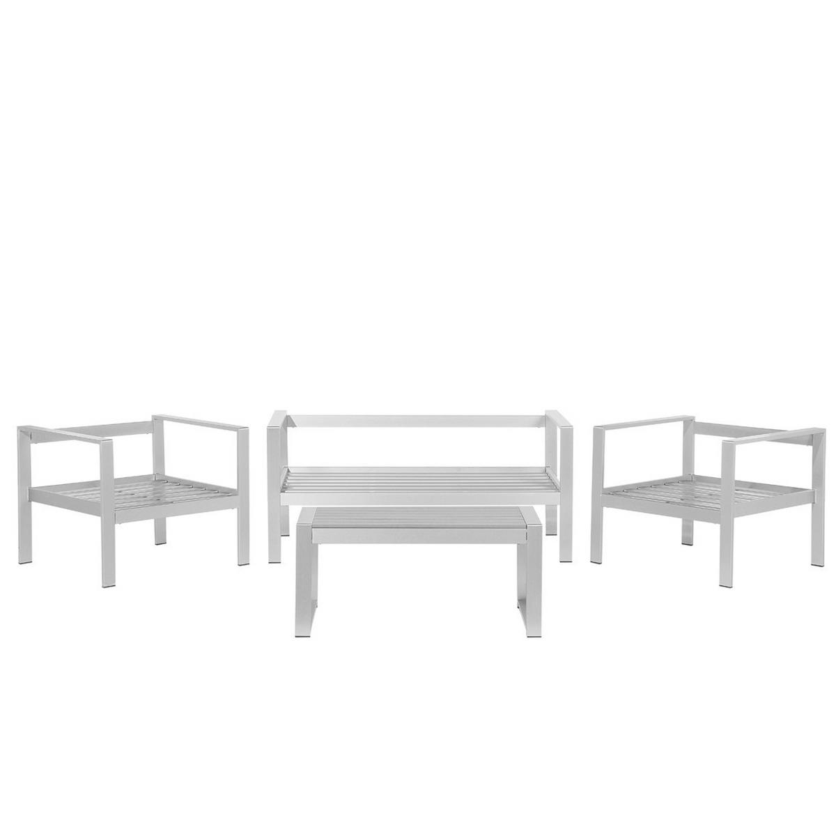 LOUNGE-SET 4-sitzer Aluminium Dunkelgrau Salerno - Grau, Metall - Beliani