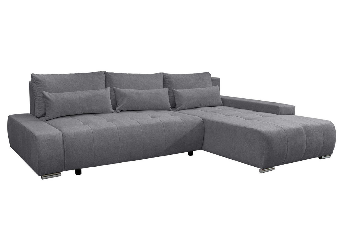 ECKSOFA Bloom mit Bettkasten und Schlaffunktion L-Form - Grau, Textil (267/185cm)