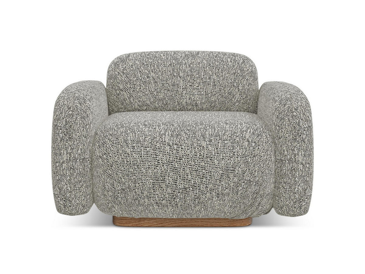 SESSEL Strukturstoff Stoff Beige - Beige/Graubraun, Holz/Textil (110/73/95cm) - Makamii