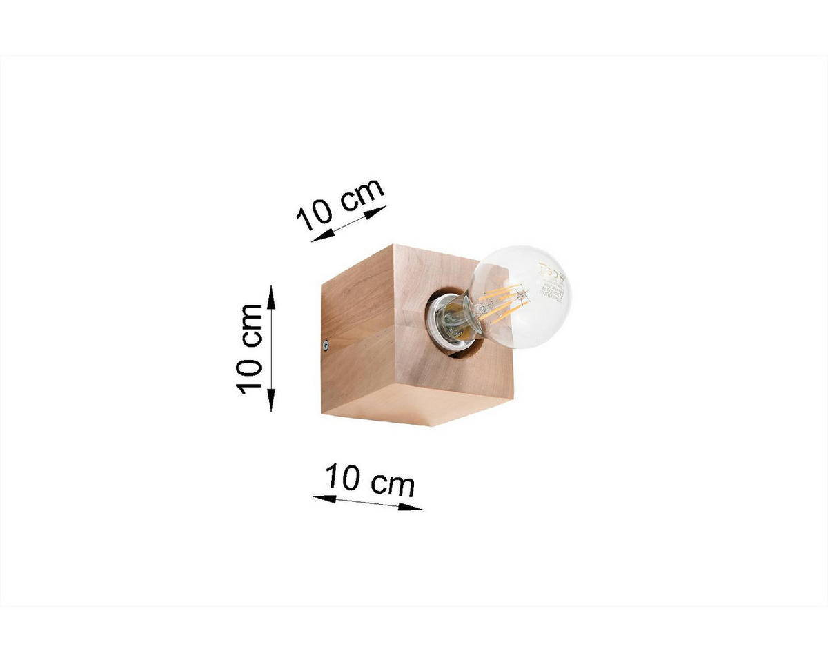 WANDLEUCHTE ARIZ Holzoptik Braun - Braun, Holz (10/10/10cm) - Sollux Lighting