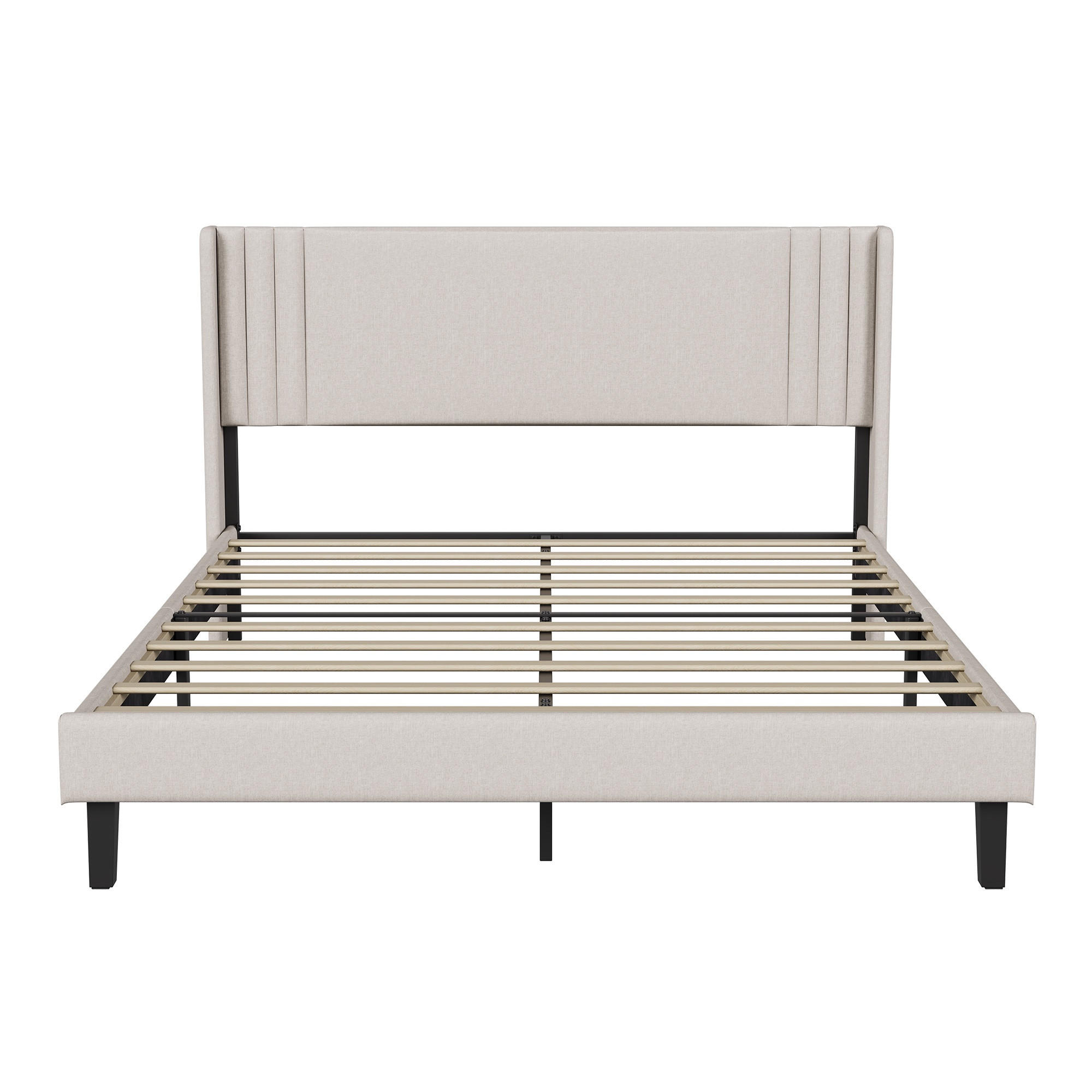 POLSTERBETT 140x200 cm - Polsterbett für Erwachsene aus Leinenstoff mit gepolstertem Kopfteil und Lattenrost - Jugendbett - Beige - Beige, Holzwerkstoff (140/200cm) - Brevoria
