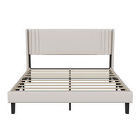 POLSTERBETT 140x200 cm - Polsterbett für Erwachsene aus Leinenstoff mit gepolstertem Kopfteil und Lattenrost - Jugendbett - Beige - Beige, Holzwerkstoff (140/200cm) - Brevoria