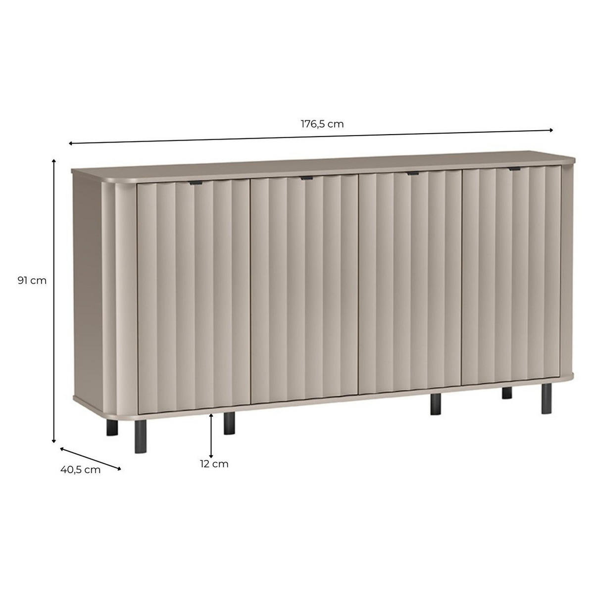 KOMMODE Novado NO-2 176,5 x 91 x 40,5 cm Greige - Greige, Holzwerkstoff/Metall (176.5/91/40.5cm) - Koseto