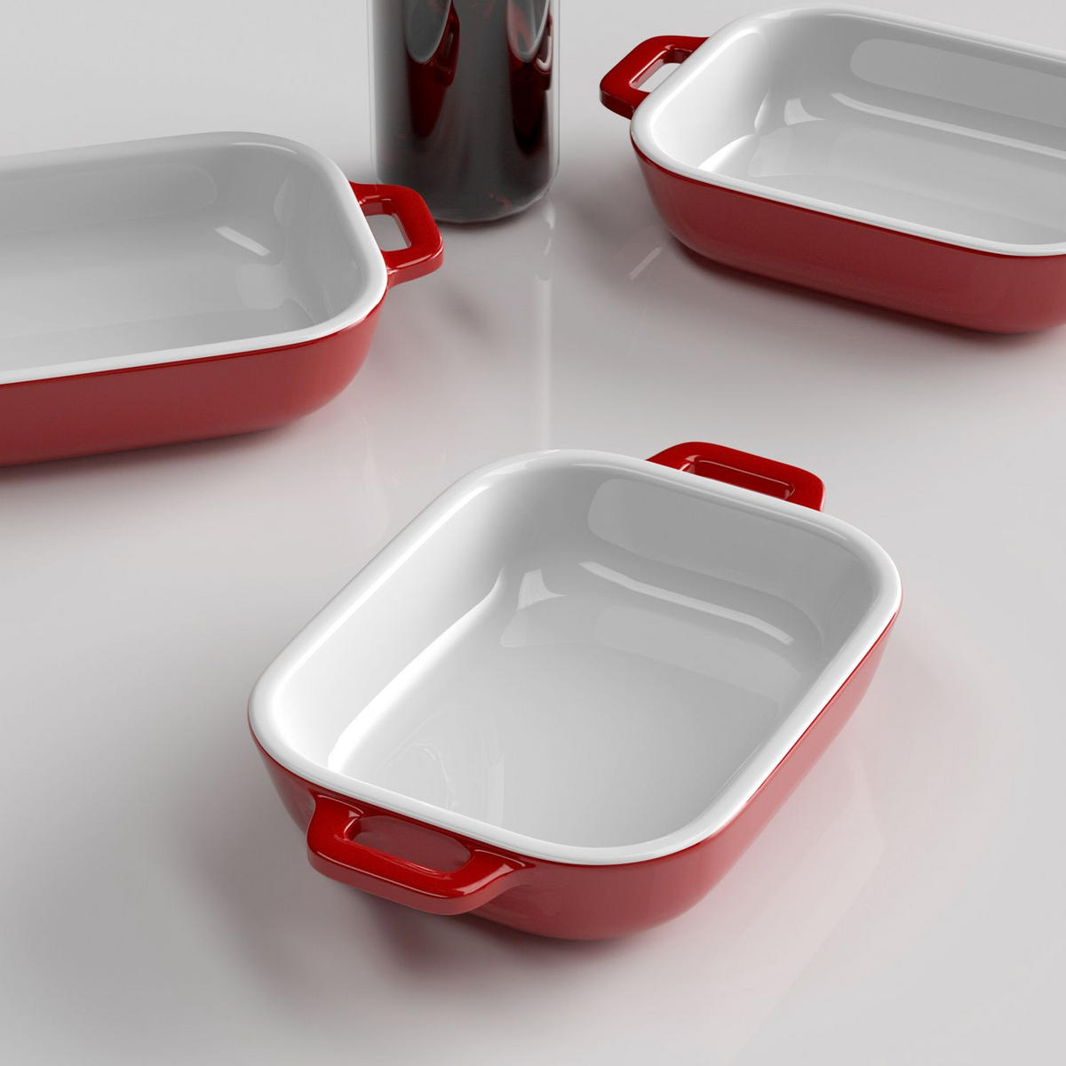 AUFLAUFBACKFORM Porzellan 26 x 17 x 5 cm - Rot, Keramik (17/5/26cm) - Intirilife