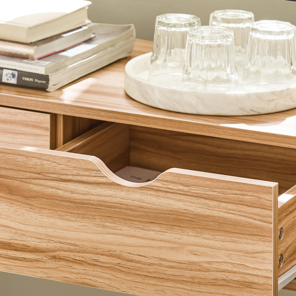 SIDEBOARD Natur - Naturfarben, Glas/Holzwerkstoff (81/78/35cm) - SoBuy
