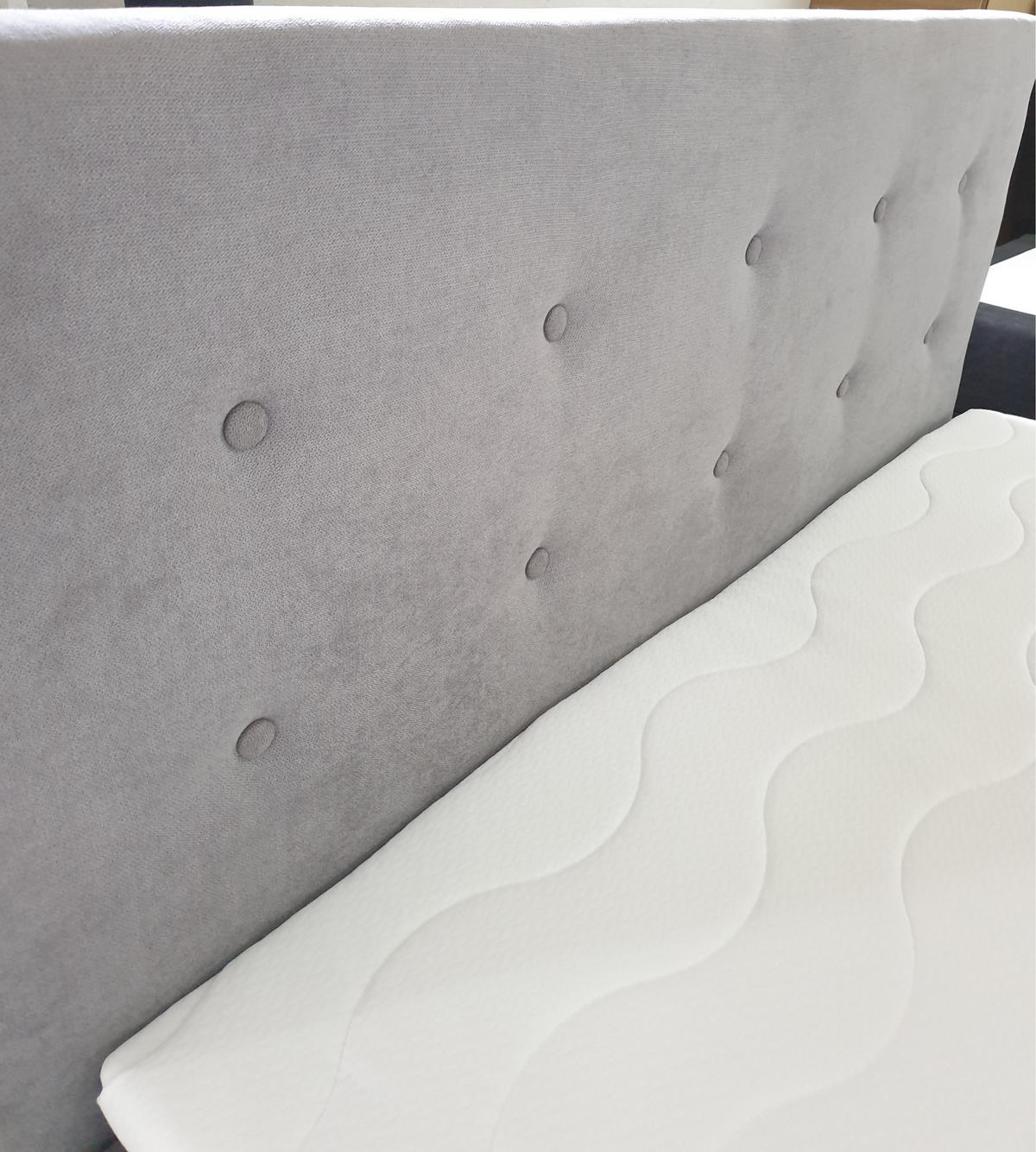 BOXBETT Dublin Grau 200x200 cm Bettkasten + Topper - Grau, Holz/Textil (200/200cm) - Comfortic