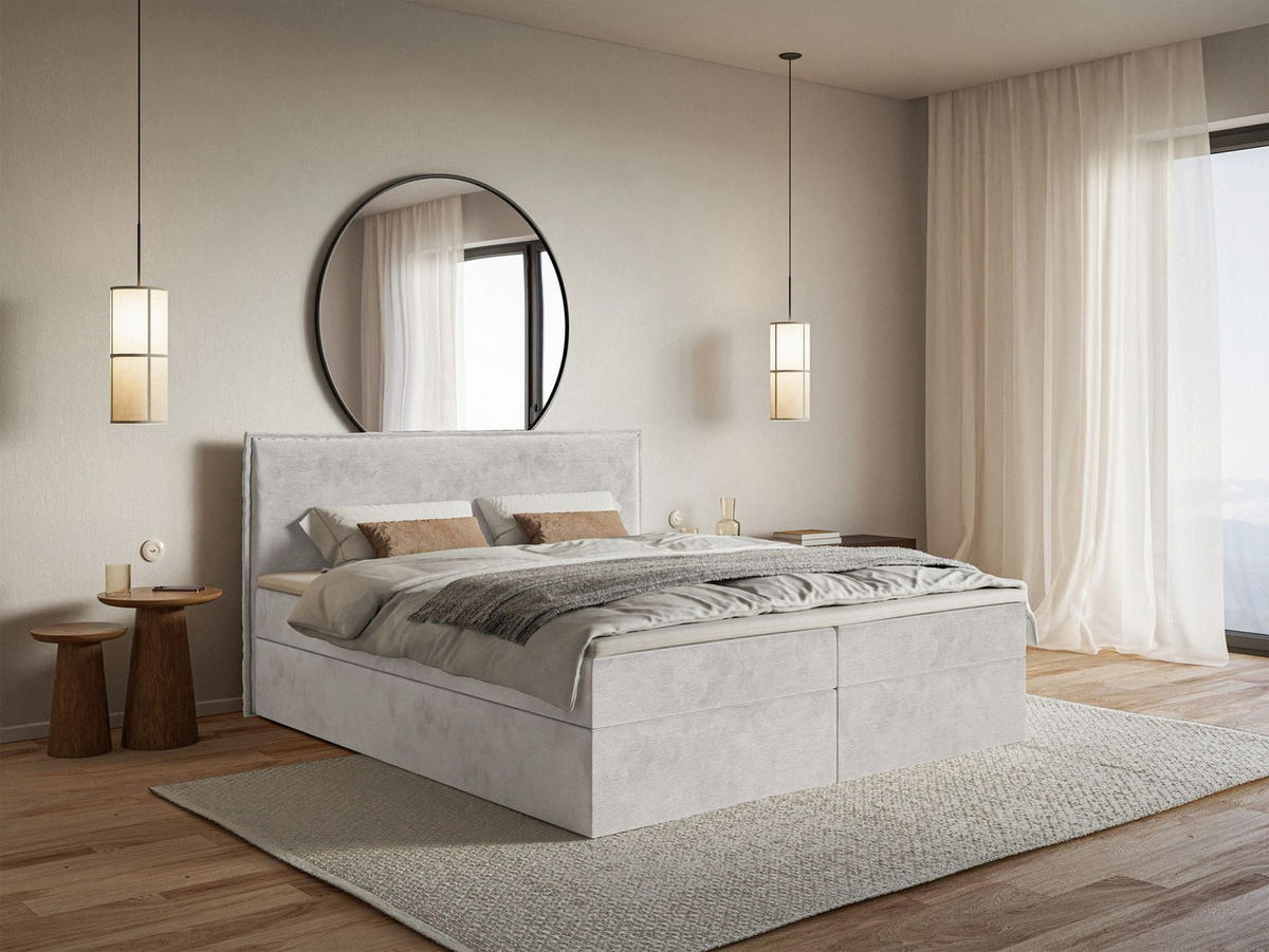 BOXBETT Softie Hellgrau Velours wasserabweisend 180x200 cm - Hellgrau, Textil (180/200cm) - Selsey