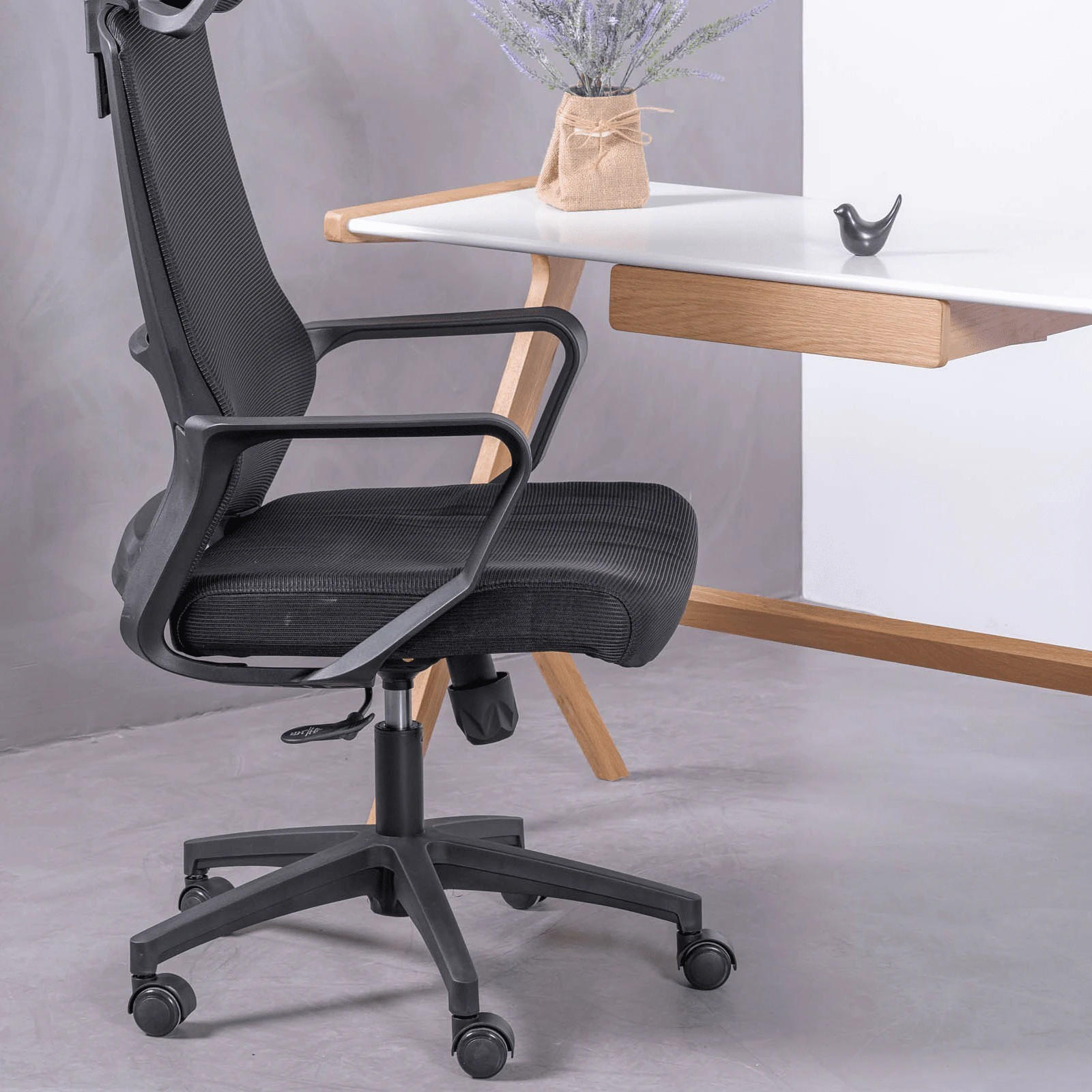 BÜROSTUHL Textil Schwarz - Schwarz, Textil (60/114/58cm) - Nest Dream