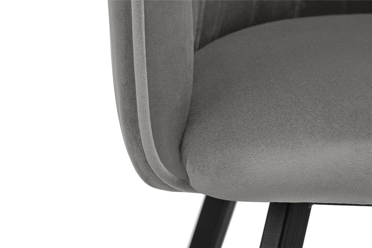 ESSZIMMERSTUHLE PYRUS 2-tlg Velours-Sitz, Grau/Schwarz - Schwarz/Grau, Textil/Metall (56/84/46cm) - KONSIMO®