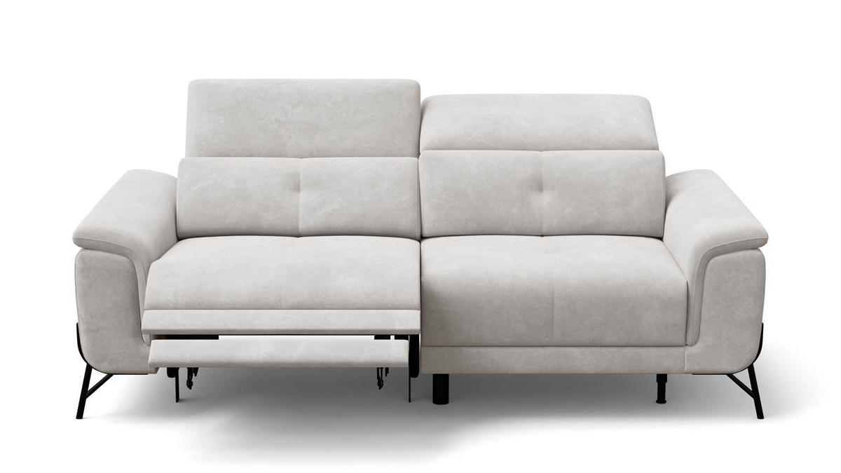 SOFA RELAX AVENA 3-Sitzer, beiger Veloursstoff - Beige/Schwarz, Holz/Textil (204/80/108cm) - Wozimo