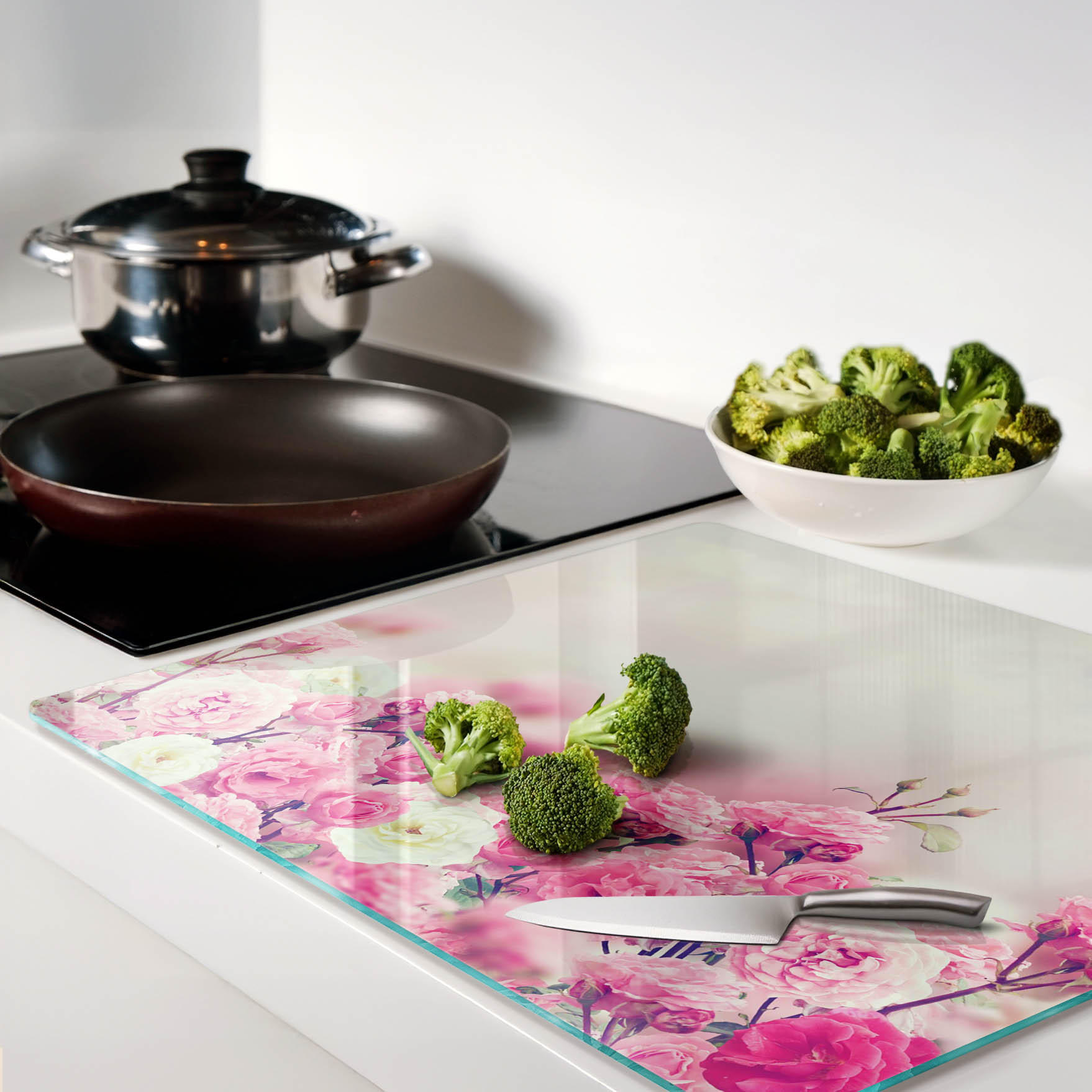 Thumbnail - Tulup Glasplatte, Pink, Glas, 60x0.4x52 cm, Küchen, Küchenelektrogeräte, Herde, Herdabdeckplatten