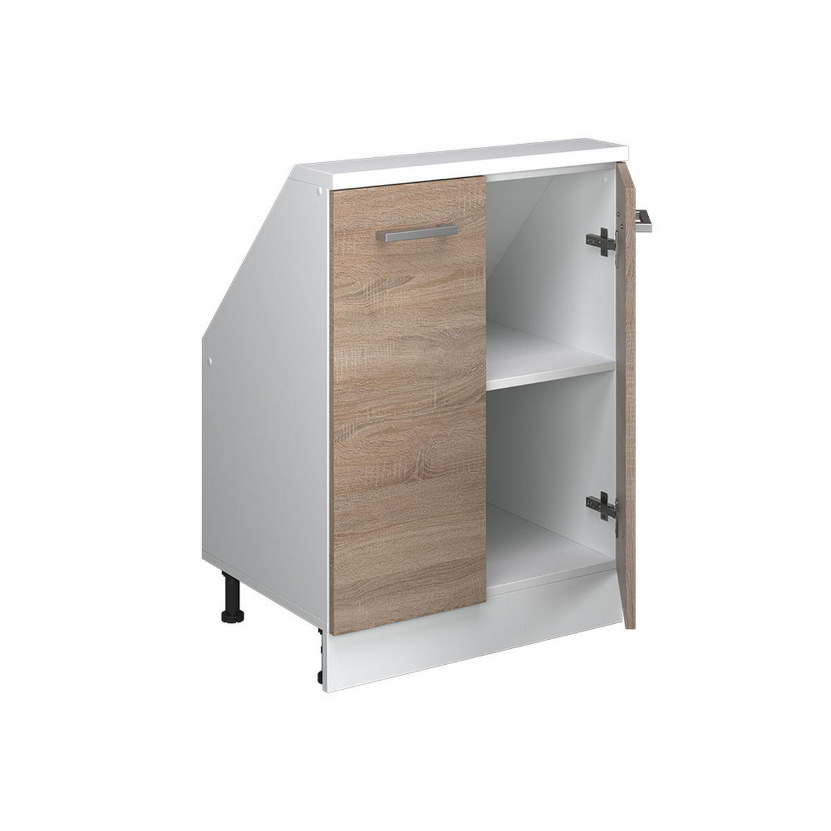 KUCHYŇSKÁ SKŘÍŇKA POD ŠIKMOU STŘECHU R-Line Sonoma/bílá - bílá/Sonoma dub, kompozitní dřevo (60/81.6/46cm) - Vicco