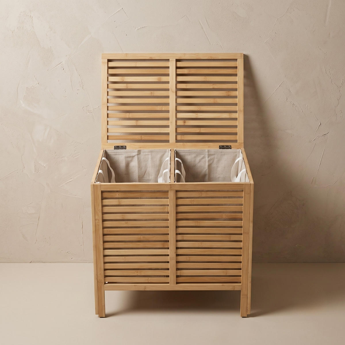 WÄSCHEKORB Bambus Moa 90 l 60/40/58,5 cm - Beige, Naturmaterialien (40/58.5/60cm) - NUXIO