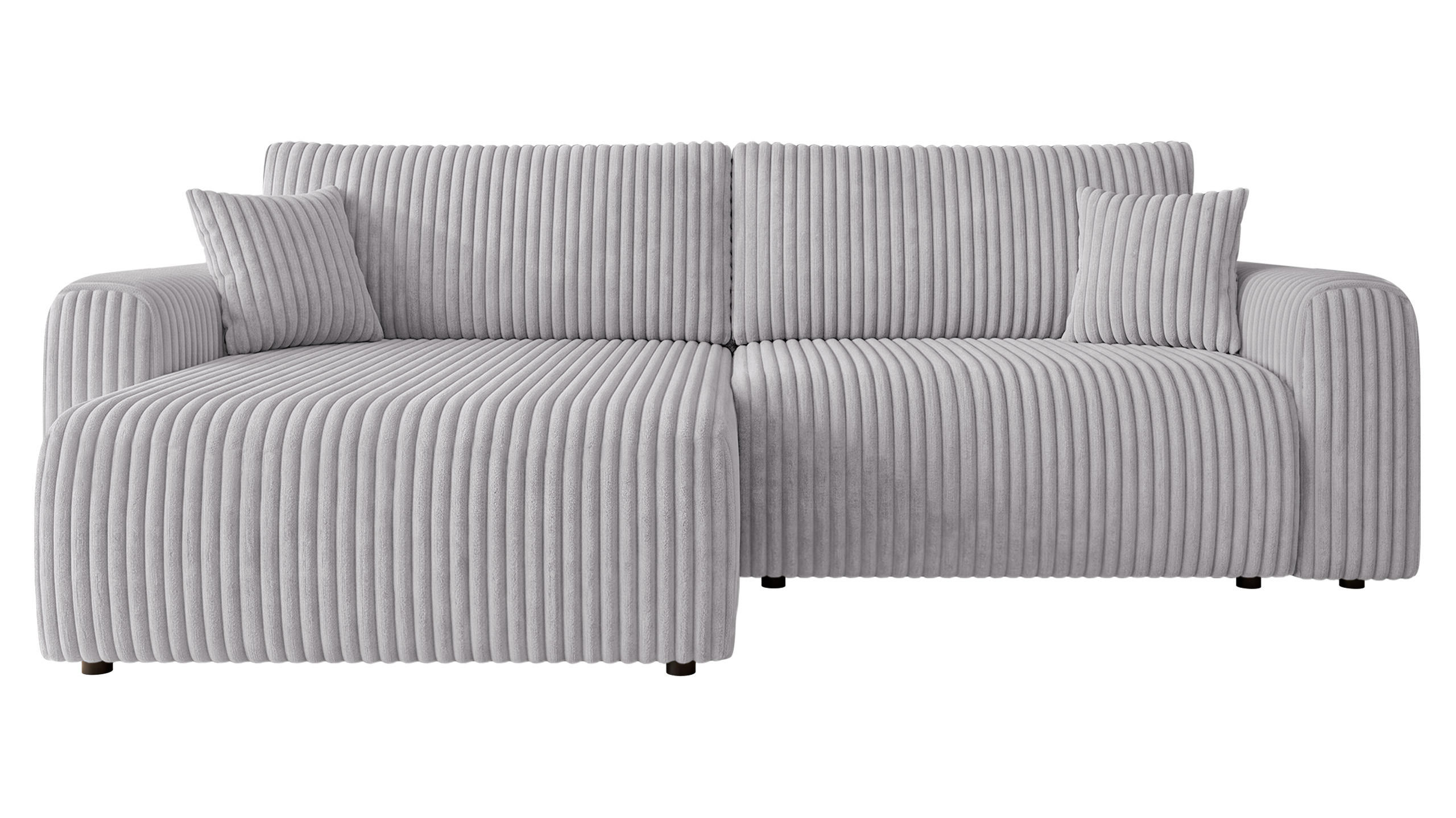 ECKSCHLAFSOFA Floryn L Cord Bis - Hellgrau/Schwarz, Holz/Kunststoff (245/145cm) - MIRJAN24