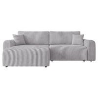 ECKSCHLAFSOFA Floryn L Cord Bis - Hellgrau/Schwarz, Holz/Kunststoff (245/145cm) - MIRJAN24
