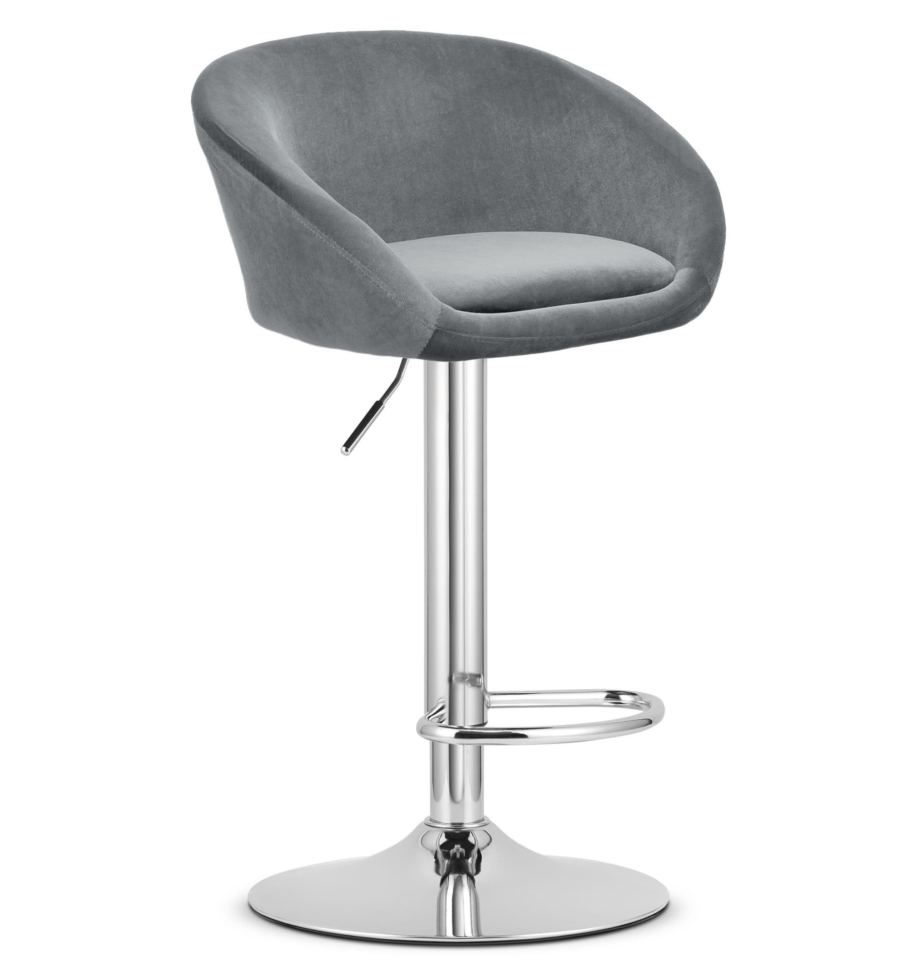 BARHOCKER EAST grauer Sitz, Chrombasis - Grau, Textil (53/103/46cm) - Valora