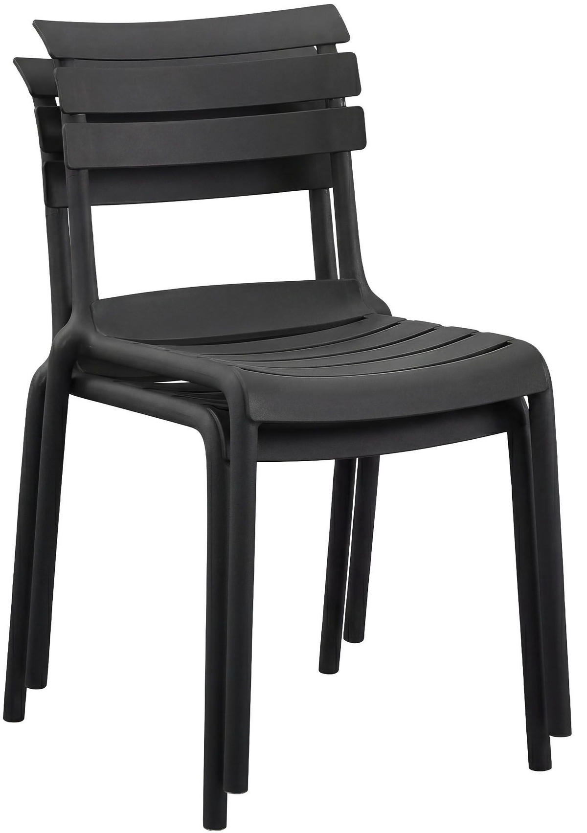 GARTENMÖBEL-SET Klara 2 Stühle 190x72x82cm Kunststoff Schwarz Balkonset - Schwarz, Kunststoff - DELUKE