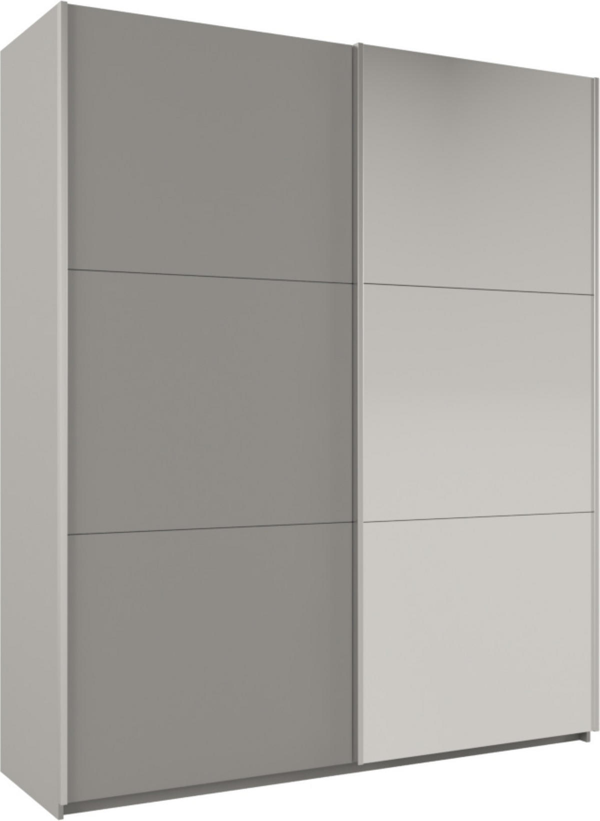 SCHWEBETÜRENSCHRANK ORIANNA 200/244/65 cm 2-türig mit Spiegel Grau - Grau, Holzwerkstoff (200/244/65cm) - MASSENO
