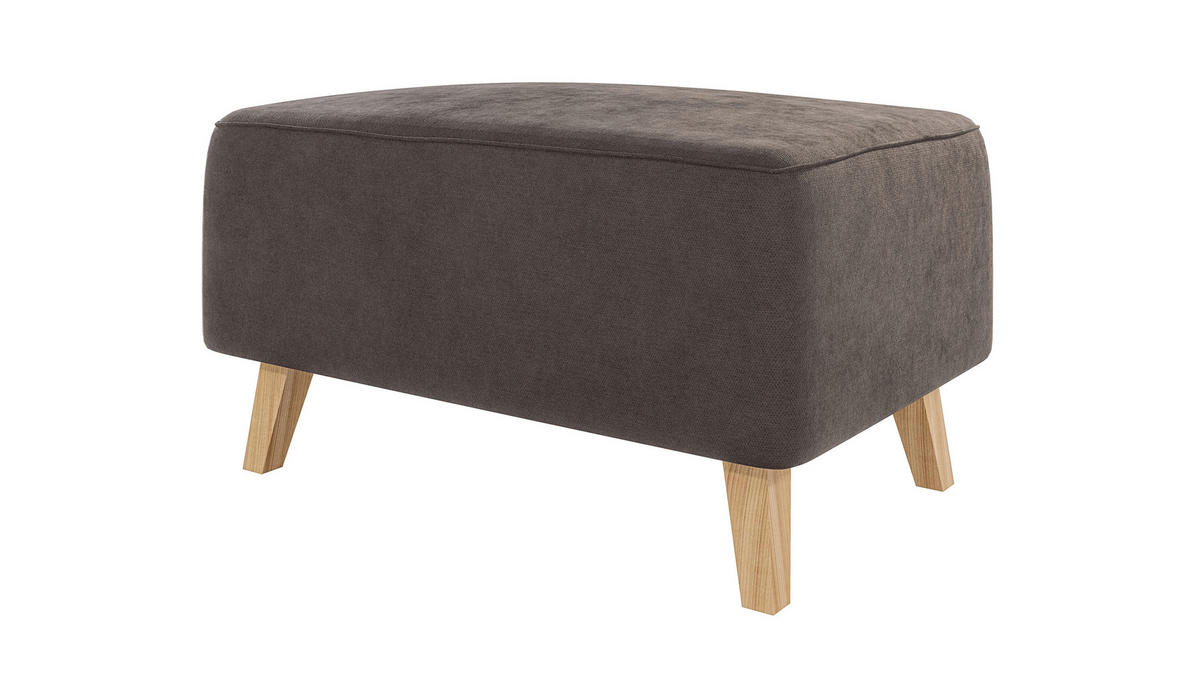 HOCKER Mario Braun - Khaki Microfaser - Naturfarben/Braun, Buchenholz/Textil (95/51/63cm) - S-Style Möbel