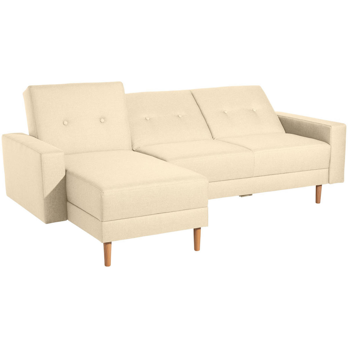 FUNKTIONSSOFA mit Hocker Kattie Flachgewebe beige - Beige, Kunststoff (144/230cm) - 58aufmkessel