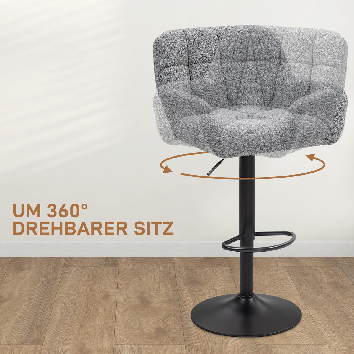 BARHOCKER 2er-Set Grau 57.5/52.5/114.0 cm - Grau, Textil (52.5/114/57.5cm)