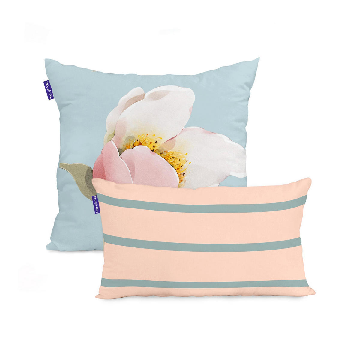 KISSENBEZUG spring blossom 50x50 + 50x30 cm mehrfarbig - Multicolor, Textil (50/50cm) - Happy Friday